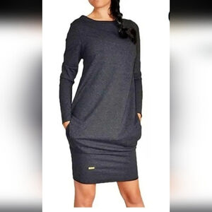 Women winter sweater pullover dress Dark-Grey